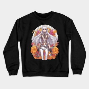 White Hair Anime Skeleton Girl Crewneck Sweatshirt